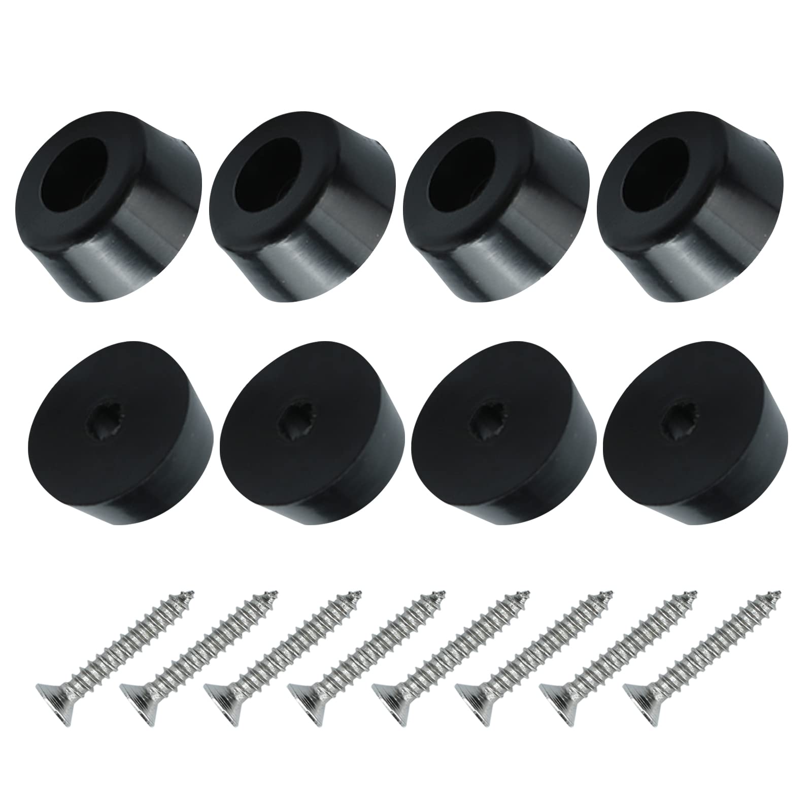 METALLIXITY Rubber Bumper Feet (21x10mm/0.83"x0.39") 8Pcs, Round Floor Protectors with Metal Washer and Screws - for Home Tables Chairs, Black
