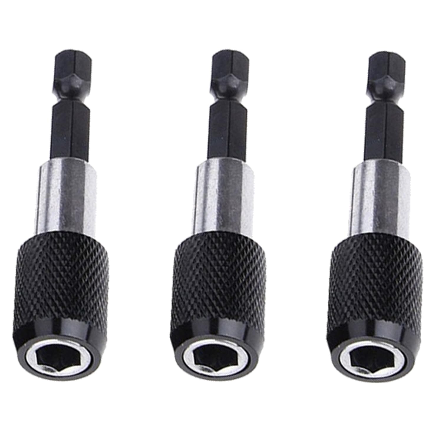 Gasea 3pcs Magnetic Extension Chuck Adapter, 1/4" Hex Shank Quick Release Bit Holder, 60mm Magnetic Screwdriver Extension Bar for Drill, Driver & Impact Tools