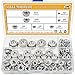 Sutemribor 304 Stainless Steel Hex Flange Nuts Assortment Kit 150 PCS, 7 Sizes - M3 M4 M5 M6 M8 M10 M12