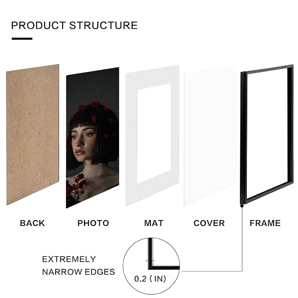 IZIDDO 5X7 BLACK PICTURE FRAMES WITH MAT, WHITE GLASS PHOTO FRAME FOR TABLETOP DISPLAY, GIFTS PICTURE FRAME, HORIZONTALLY OR VERTICALLY