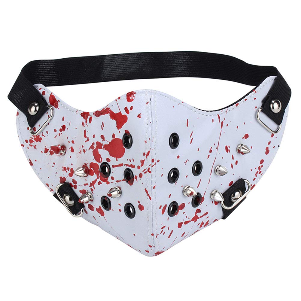 NUOBESTY Halloween Punk Leather Mask Rivet Mask Half Face Mask Spike mask for Decoration Party Supplies
