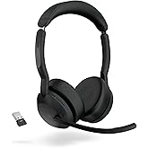 Jabra Evolve2 55 Stereo Wireless Headset with ANC, Black | AirComfort Headband for All-Day Comfort, Noise-Cancelling Mics, Active Noise Cancellation, Works with Zoom and Google Meet
