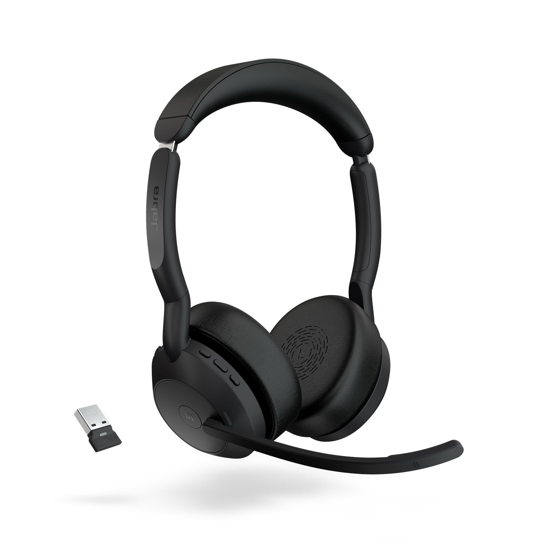 Photo 1 of Jabra Evolve2 55 Stereo Wireless Headset - Features AirComfort Technology, Noise-Cancelling Mics & Active Noise Cancellation - Works with UC Platforms Such as Zoom & Google Meet - Black