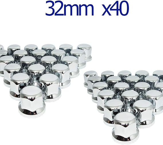 Lot De 20 Cache-écrous De Roue En Plastique Chromé - Profondeur 32 Mm - Pour Camion, Remorque, Utilitaire - 11