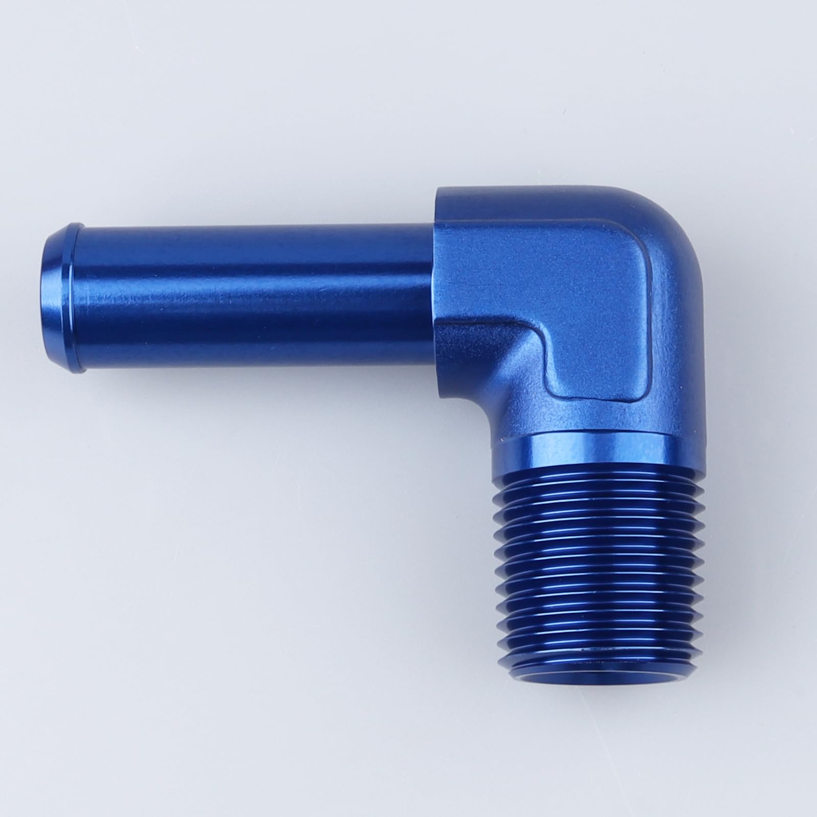 AC PERFORMANCE 1/2" NPT Male to 5/8" Hose Barb Fitting Adapter 90 Degree Aluminum Blue Fit for 10AN Push on Hose