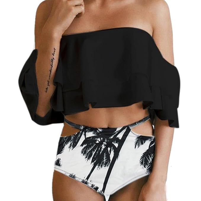 OVERDOSE Frauen aus der Schulter Bikini Set Push-Up gepolsterte Bade Bademode Badeanzug