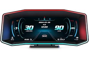 Yaouzicn P4 Obd2 LCD Instrument Display, Automotive Head-Up Display with GPS Tachometer, Turbo Boost Gauge, Ramp Gauge, Accel
