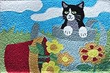 Jelly Bean Area Rug - Kitty in Planter Rug - Machine Washable Indoor/outdoor Area Rug
