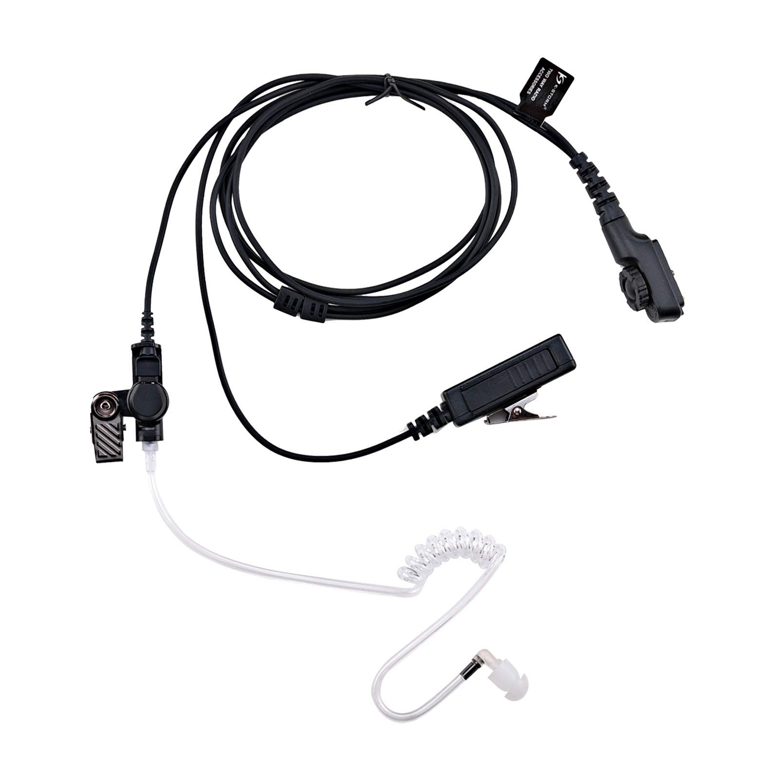 KS K-STORM PD782 Acoustic Tube Earpiece Headset Compatible with Hytera PT580 PD702 PD780 Radio, PU Material, Black