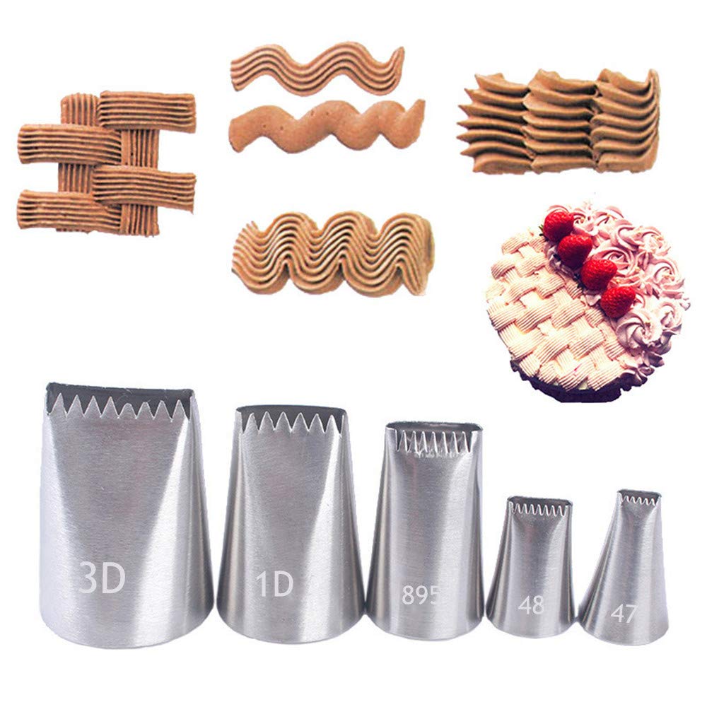 Piping Nozzles Tips Set 304 Stainless Steel Piping Tips Cake Pastry Tool Set (5)