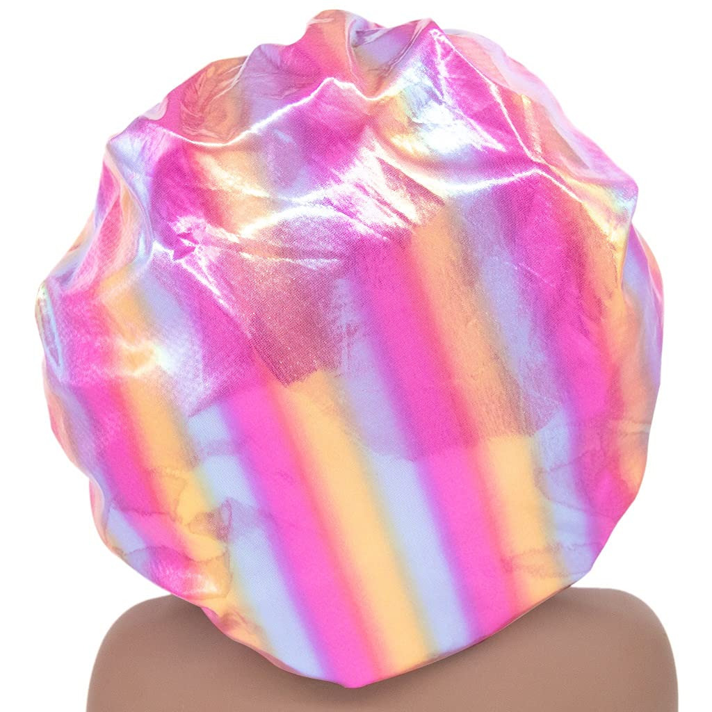 HAR LONDON FASHION 21 Styles Large Satin Sleeping Cap Satin Bonnet Curly Hair Night Sleep Wrap Caps For Women (Rose red)