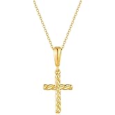 INNERDIVA Gold Cross Necklace for Women, Twisted Rope Colorful Cubic Zirconia Necklace Cross Pendant Dainty Christian Crucifix Jewelry Gifts