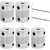 AFUNTA 5 Pcs Flexible Couplings 5mm to 8mm Compatible with NEMA 17 Stepper Motors, Used in Small CNC Machines &amp; 3D Printer Prusa i3 or ORD Bot with 2 Pcs Allen Wrench