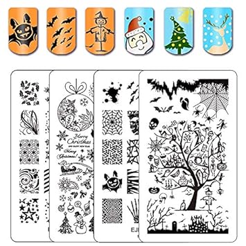 Ejiubas Stamping Plates ejiubas stamping plates halloween nail stamping kits halloween christmas image nail art plates manicure tools