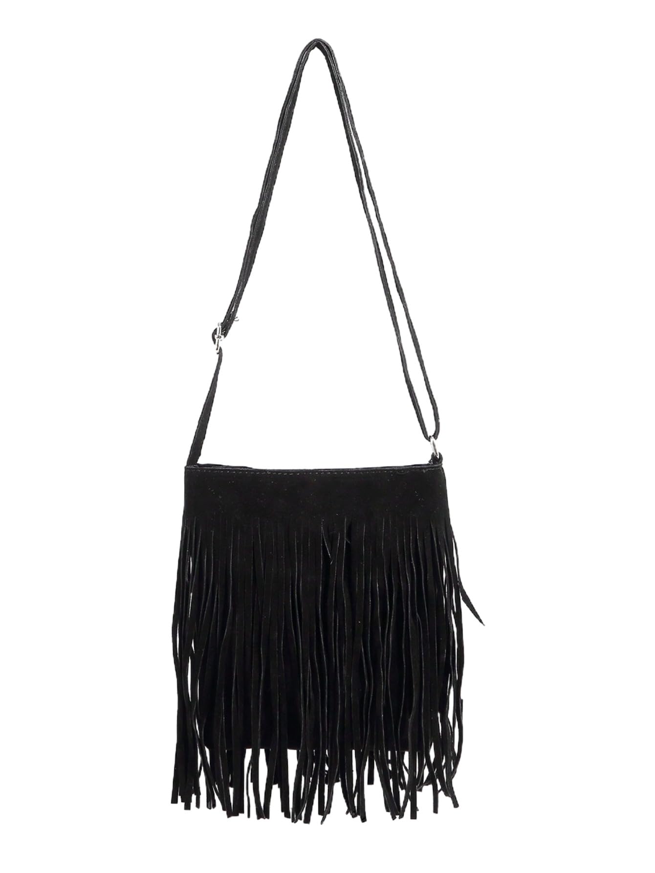 Photo 1 of Floerns Women's Fringe Faux Suede Crossbody Bag Tassel Bucket Bag Western Shoulder Bags Black One Size