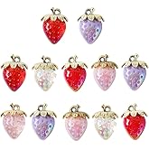 Ximimark 12pcs,Summer Fruit 3D Strawberry Resin Charms Pink Cute Strawberry Pendants DIY Can Be Made Into Necklaces, Earrings, Pendants, Keychains, Etc