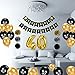Konsait 40th Birthday Decoration, Cheers to 40 Birthday Banner, Number 40 Foil Balloons Large, Hello 40 Birthday Balloons, Black and Gold, Tissue Paper Pom Poms for 40 Years Old Party Favors Supplies