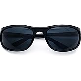 SA106 Mens All Black Sport Matte Plastic Biker Style Rectangular Oval Sunglasses