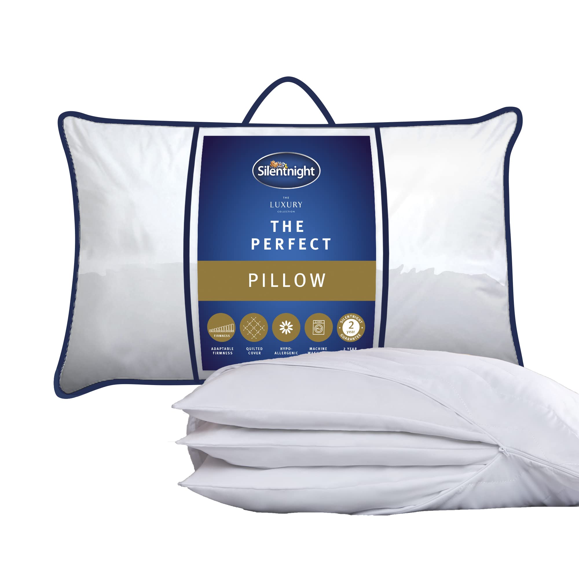 Silentnight Perfect Pillow – Adjustable Height to Suit Back, Front and Side Sleepers with Soft, Medium and Firm Support – Machine Washable and Hypoallergenic Hotel Quality Luxury Bed Pillow, White