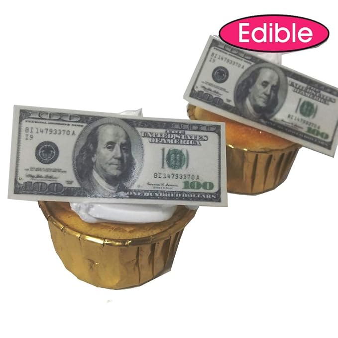 Chockacake 20x Edible Wafer Mini 100 Dollar Bills Cake Decorating