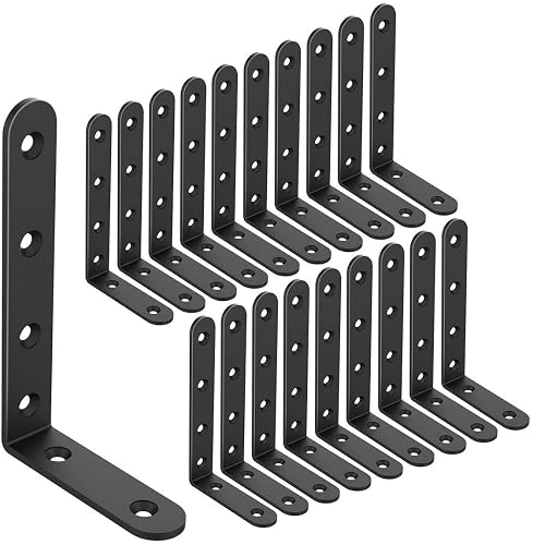 Ssl Brackets 20 PCS Black Corner Bracket Heavy Duty Shelf Brackets 5 x 3 Inch L ...