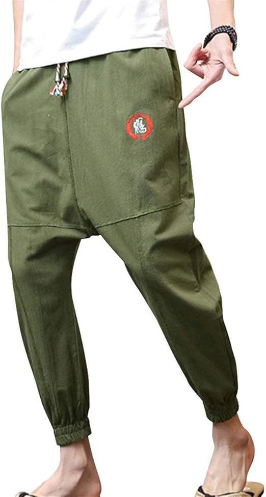 Darringls Japanische Hose Herren - Elastische Baggy Freizeithose Mit Verstellbarem Hosenbein