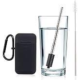 Mist Reusable Straw, Collapsible Reusable Metal Water Filtering Straw Removes Chlorine & Odor, BPA-Free, Portable, Stainless Steel, Filter Straw With Carry Case, Brush, Travel-Friendly, Black