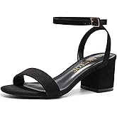 SKETOE Wide Width Heels Women's Chunky Heels Open Toe Ankle Strap Dress Sandals for Wide Foot Dress Shoes Dressy for Wedding, Party 2.5INCH, Black