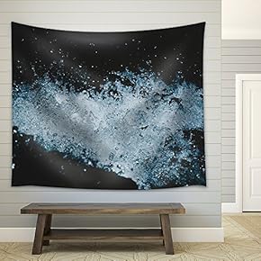 Water Splash Isolated on Dark Blue Background - Fabric Wall Tapestry Home Decor - 51x60 inches