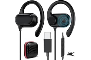 TOPAUX USB Type C Headphone Open Ear Adjustable Over Ear Hook Headset School Kid Corded Earphone Laptop Wired Earbuds for iPhone 17 Pro Max 16 16e 15 Samsung A17 S25 S24 Flip Android for iPad A16 Pixel 10 9a