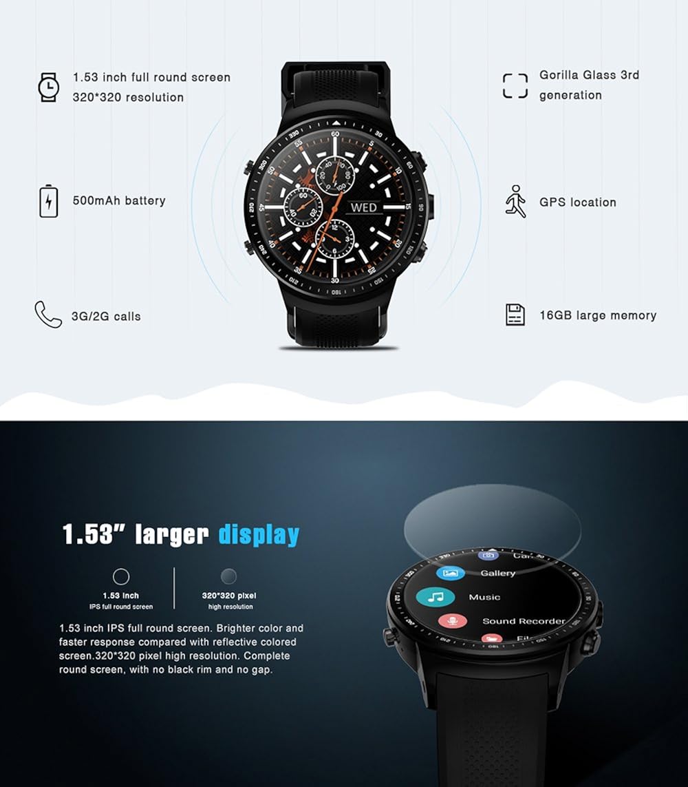 Zwbfu Zeblaze Thor Pro 3G WCDMA GPS Smart Watch Phone1.53inch IPS ...