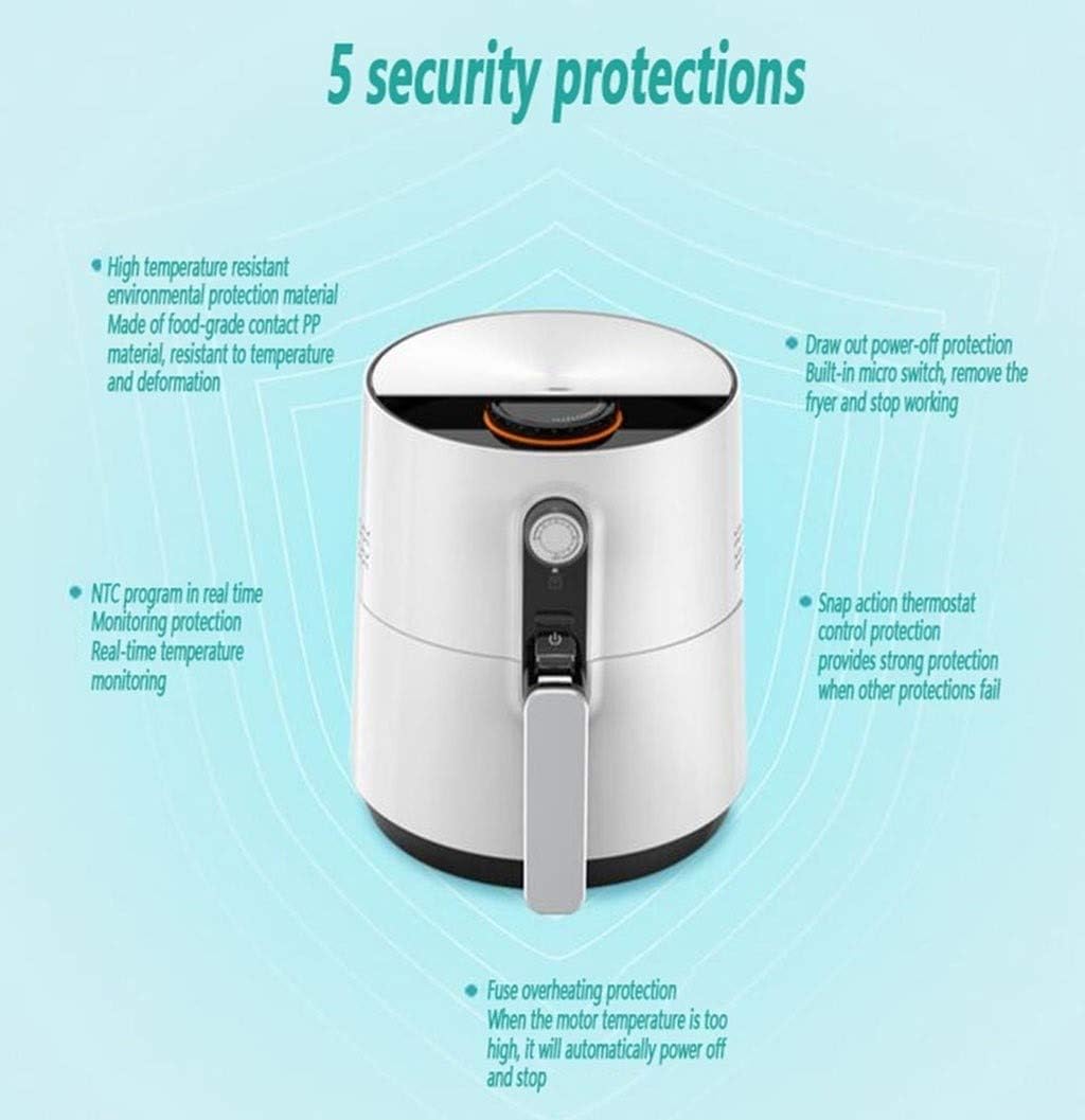 review Electric Grill — Air Fryer Multifunctional Household Electric Oven Non-Fume Lightwave Stove 3.6L / 1500W, Five-fold Safety Protection (Color : White)