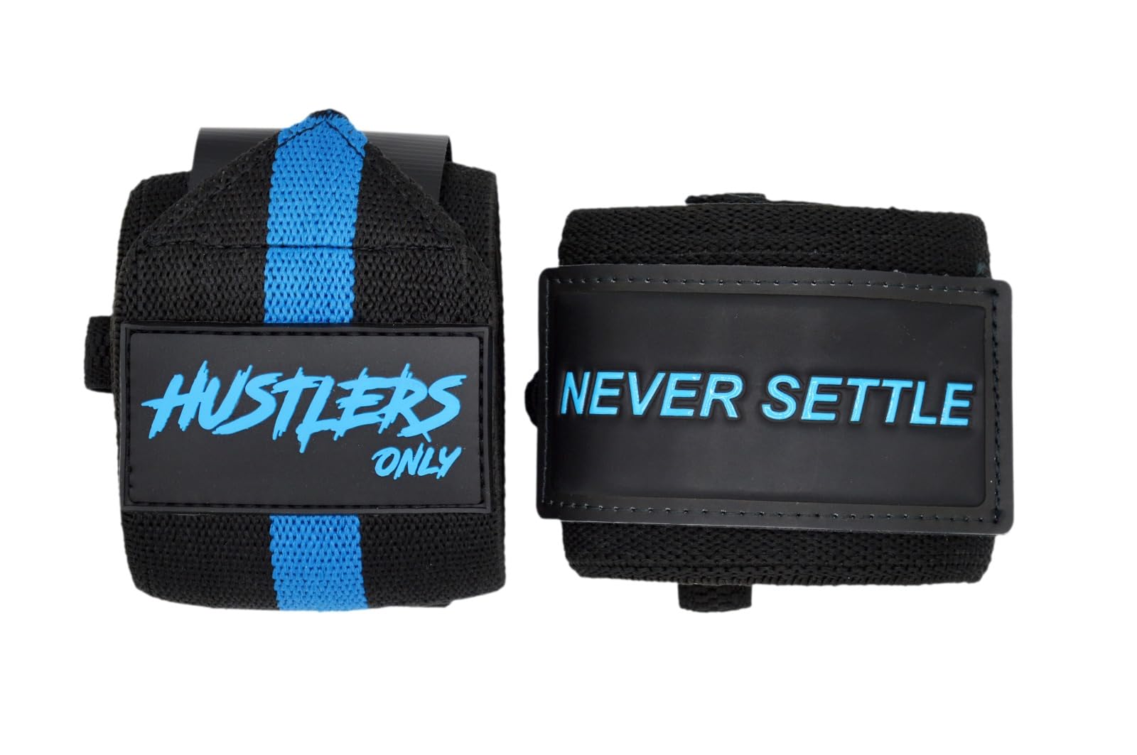 Hustlers Only Weightlifting Wrist Wraps for Wrist Support to Reduce the Wrist Pain 18 Inch Wrist Straps for Powerlifting, Strength Training, and Gym Training Ideal for Men and Women (Black/Blue)