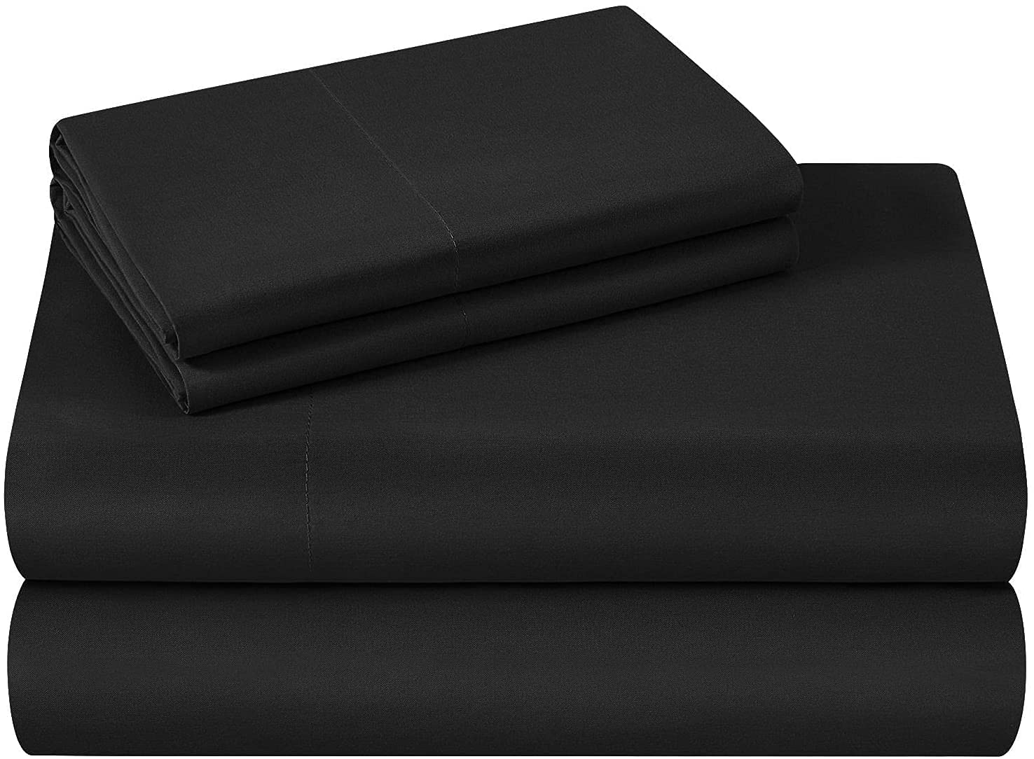 HOMEIDEAS Bed Sheets Set Extra Soft Brushed Microfiber 1800 Bedding Sheets - Deep Pocket, Wrinkle & Fade Free - 6 Piece(King,Black)