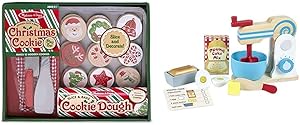 Melissa & Doug Slice and Bake Wooden Christmas Cookie Play Food Set Bundle Make-A-Cake Mixer Set