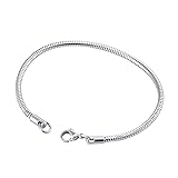 QeenseKc Silver Plated 3mm European Snake Chain