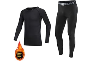 MIXLAC Boys' Thermal Underwear Set | Kids Compression Base Layer with Fleece Lining for Football, Sports & Cold Weather