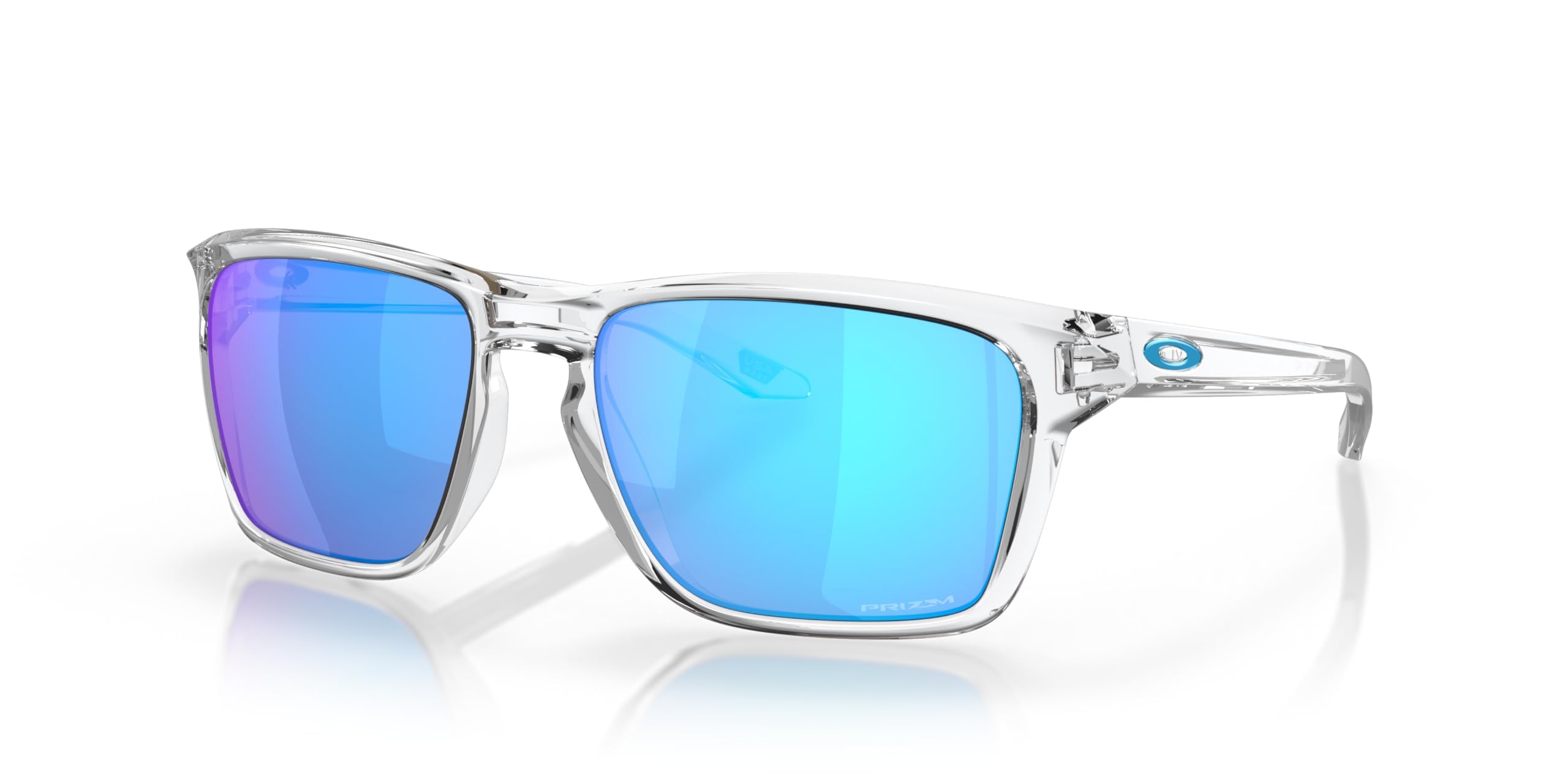 Oakley Mens OO9448 Sylas Rectangular Sunglasses, Polished Clear/Prizm Sapphire, 60 mm Image