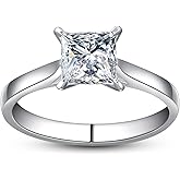 AVECON 1.5 CT Princess Cut Engagement Ring for Women Silver Cubic Zirconia Wedding Ring CZ Solitaire Promise Rings Birthday Jewelry Gifts for Girlfriend Size 5-10