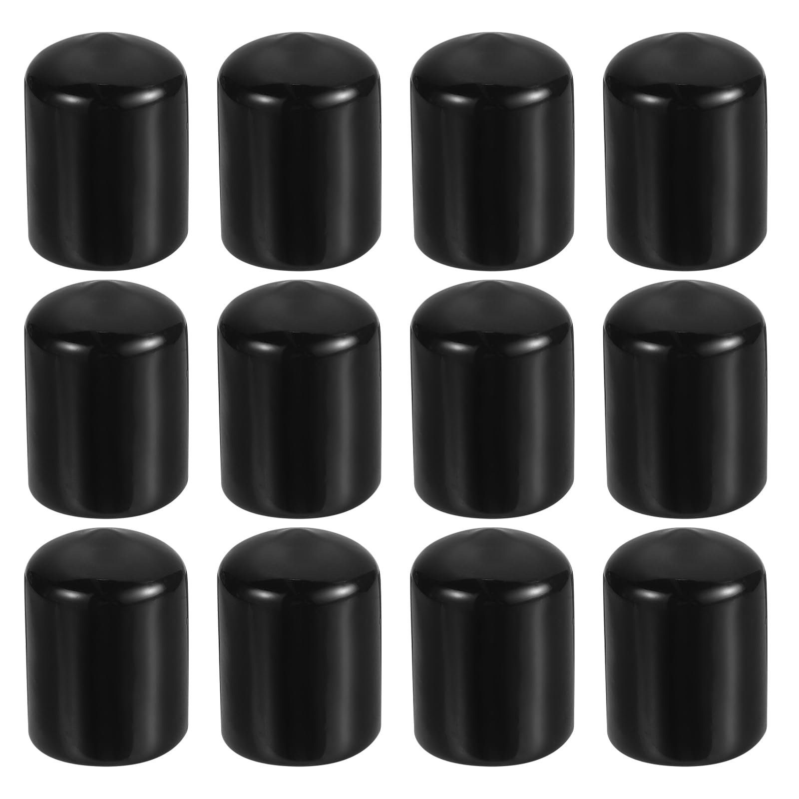 PATIKIL 3/4" ID Round Rubber End Caps, 12 Pcs Rubber Bolt Covers Caps PVC Rubber Screw Covers Flexible Screw Thread Protector Caps for Metal Tube Rod Bolt, Black