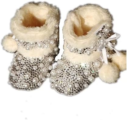 Amazon Com Fashion Custom Baby Girls Warm Winter Snow Boots Rhinestone Pearl Pom Pom Baby Toddler Princess Flat Shoes Boots