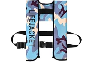 Meenoutt Adult Automatic Inflatable Kayak Vest PFD,Water Sports Vest for Boating Fishing Kayaking SUP Paddleboarding（fit Weight Below 330 lbs）