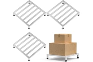 lehorra Dunnage Rack 17.7" L x17.7 W x3.9 H,3 Pack Stainless Steel Dunnage Rack 1000+ Pound Capacity,Assembly-Free Commercial Food Floor Stand for Storage in Restaurants Kitchens Shop Garages