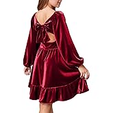 WIFFGO Girls Christmas Dress Fall Velvet Tie Back Long Sleeve Elegant Party Gifts for Outfits Kids Teen Winter Dresses