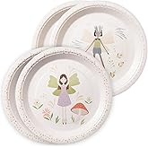Cheerland Fairy Plates Disposable Woodland Party Paper Tableware Dessert Plates 7 Inch for Enchanted Forest Themed Kids Girls Birthday Baby Shower Garden Celebration Tea Party Table Supplies 24pcs