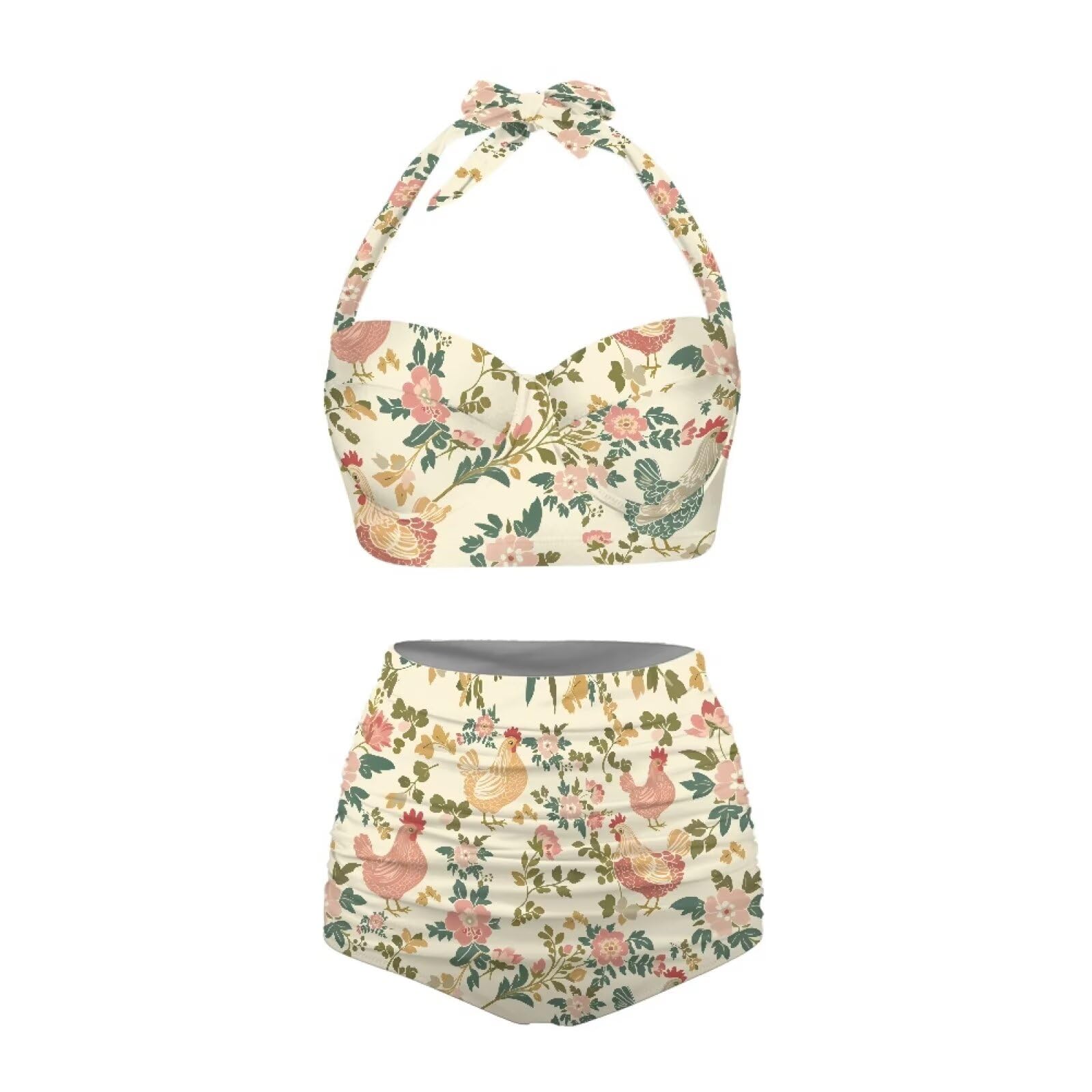 2 Piece Bestselling Bikini Set U-Neck Cutout Swimsuit High Waisted Ajustable Strap Beach Swim Bathing Suits Summer Sexy Suit