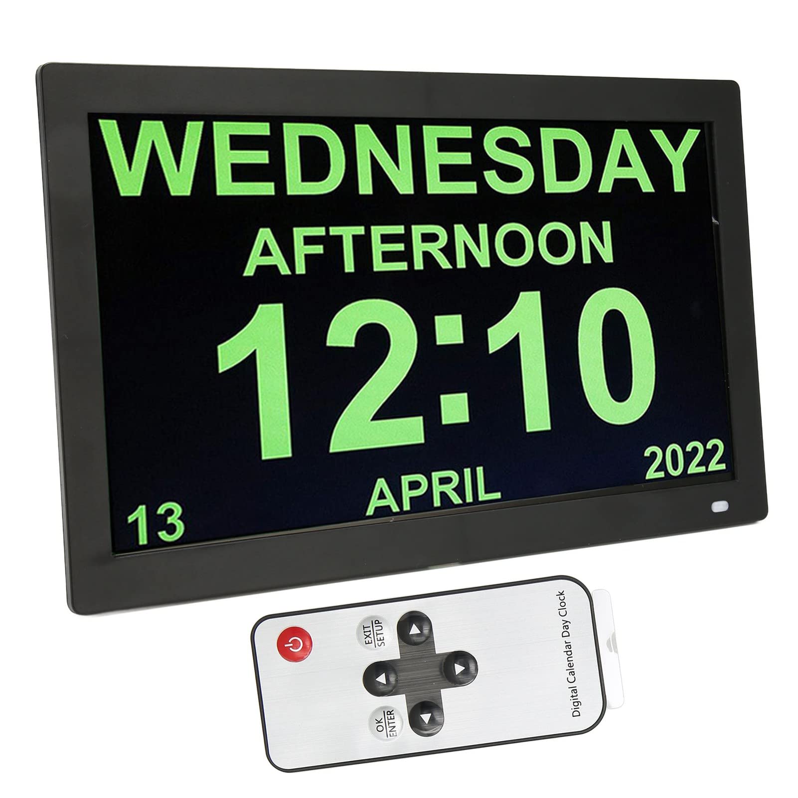 Digital Calendar Alarm Day Clock, 14.1 Large Screen Display, 5 Alarms, Clock with Date and Day for Extra Large Impaired Vision People, The Aged Seniors, The Dementia