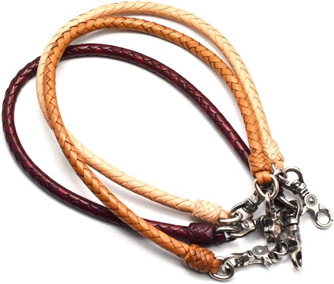 Amazon Co Jp Funny ファニー 本革ウォレットチェーン 50cm 8本編み ウォレットレーン ウォレットロープ Tan 服 ファッション小物