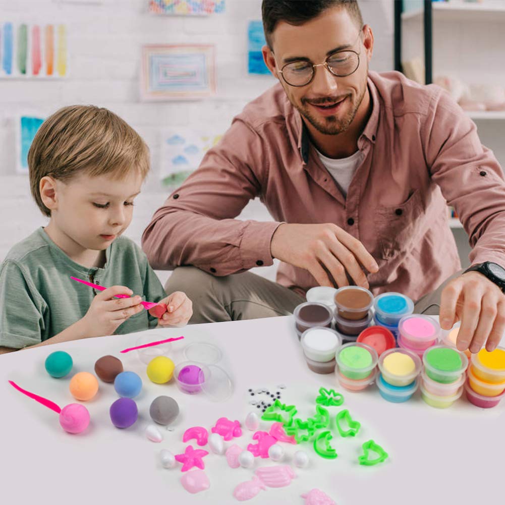 36 Colors Modeling Magic Clay Ultra-Light Safety Plasticine DIY Air Dry Clay Set with Tools for Kids Present(0.65oz-0.7oz Per Color)