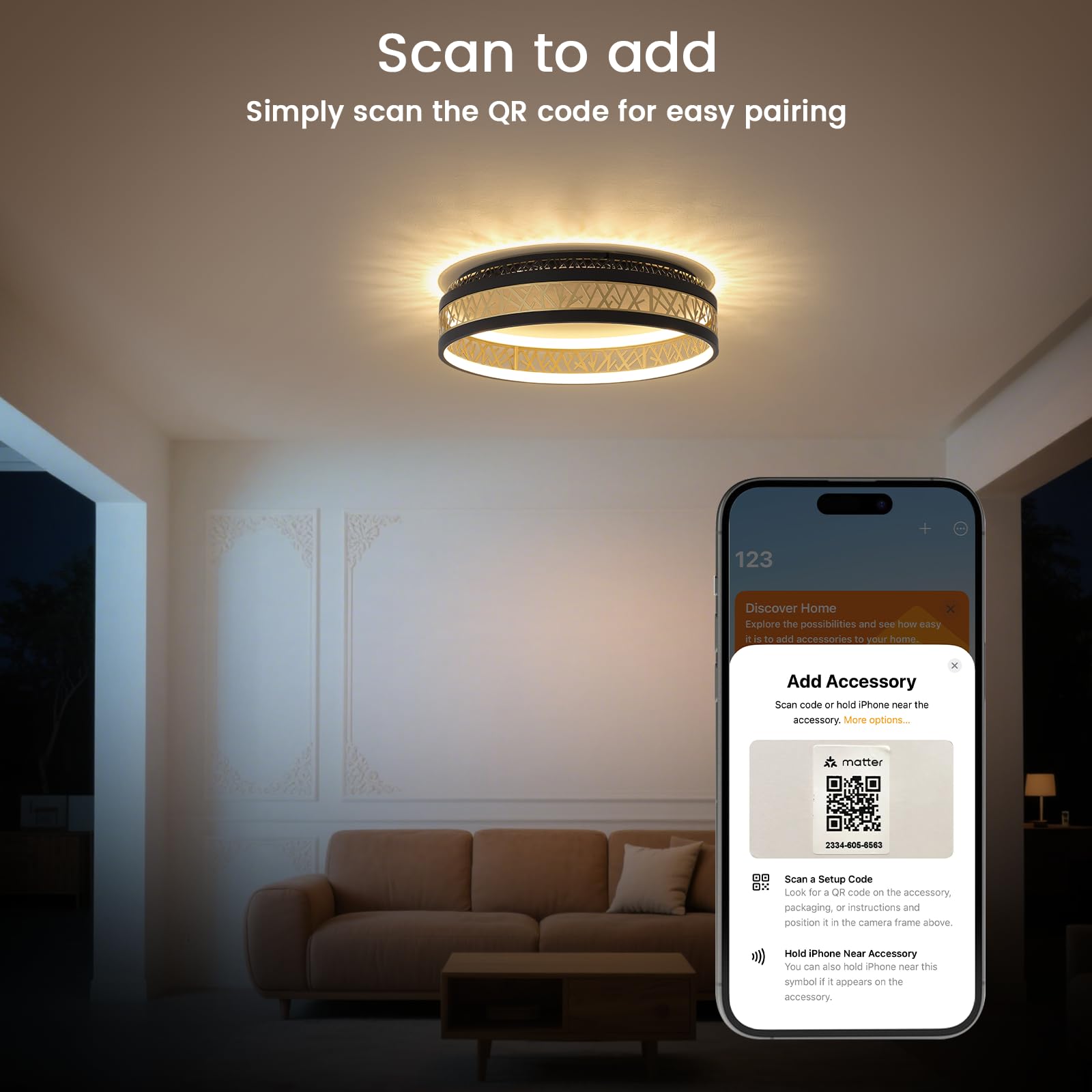Yuanfenghua LED Deckenleuchte Mit Fernbedienung, Dimmbar Schlafzimmer Lampe with Matter Kompatibel Mit Alexa,HomeKit,Google and eWeLink APP, Rund Schwarz Gold Aushöhlen Design Wohnzimmer Ø50×H12CM 6
